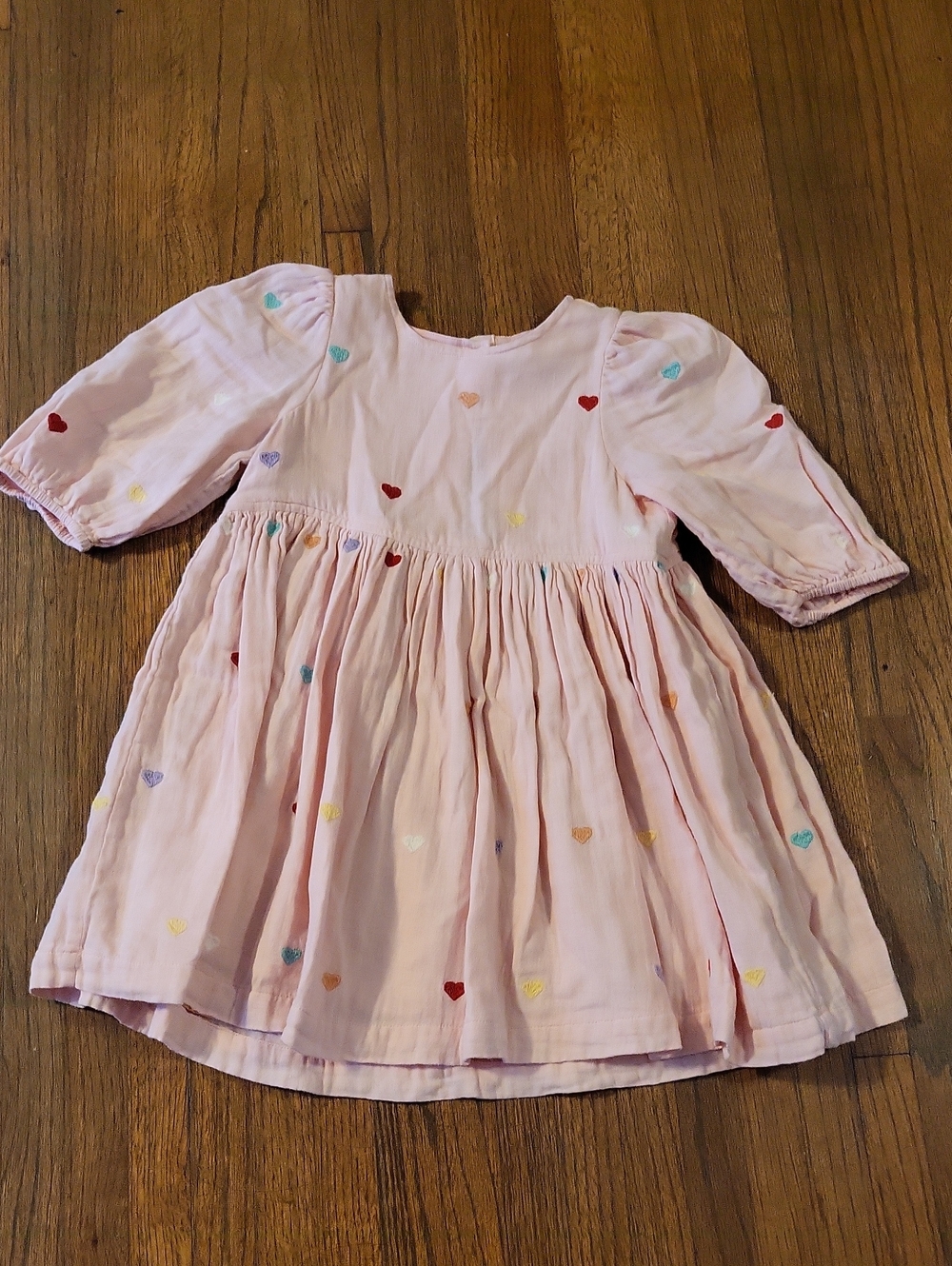 Pink Chicken Light Pink Heart-Embroidered Dress